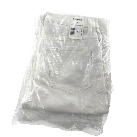 Splendid Women's White High Rise Cropped Wide Leg Jeans Size 28 - Picture 4 of 11